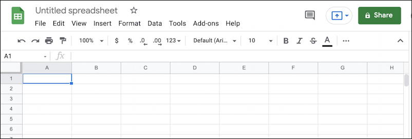 google sheets spreadsheet formatting 101 basics - new sheet