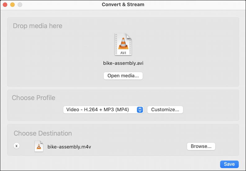 mac macos - convert avi to mp4 m4v - conversion window ready