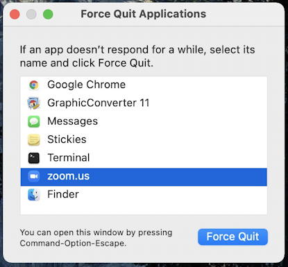 macos - mac - force quit zoom