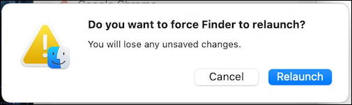 mac macos force quit - relaunch finder confirm