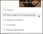 add photos images inline outlook email link text how to