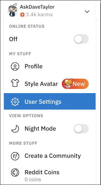 reddit - set up 2fa - menu