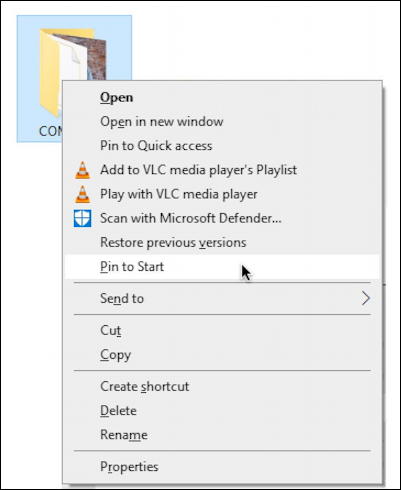 windows 10 win10 pc - right-click folder