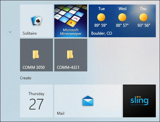 win10 start menu - folder icons tiles