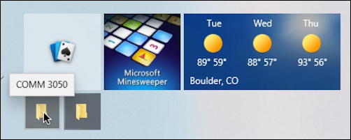 win10 pc - start menu - 'small' folder start menu tiles
