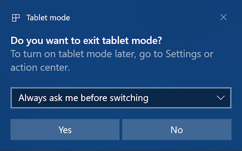 win10 tablet mode - exit tablet mode?