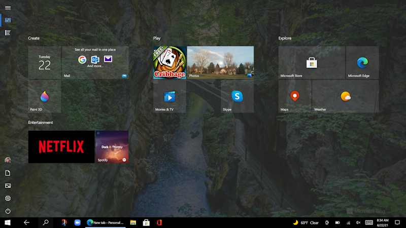 win10 tablet mode - start screen