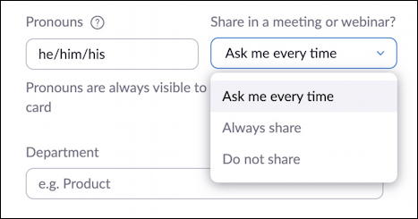 zoom profile on web site - ask me every time preferred pronouns lgbtq