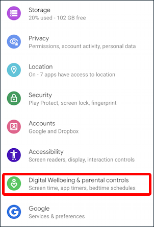 android settings - digital wellbeing - 