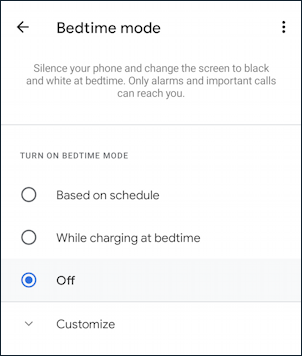 android digital wellness - bedtime mode - settings - 