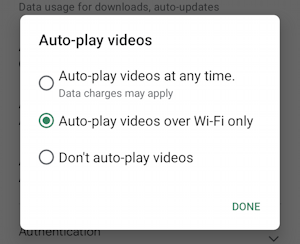 android google play store - enable disable auto play autoplay videos