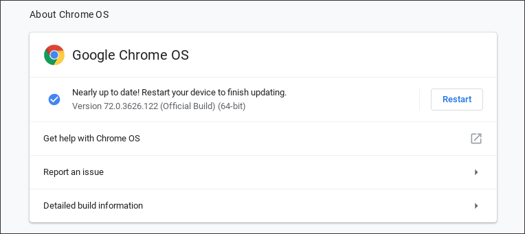 chromebook - about chrome os check version number update