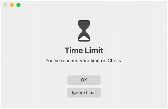 macos 11 - screen time limits - out of time