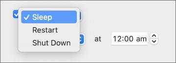 macos - battery system preference - sleep restart shut down