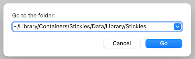 macos 11 stickies app - finder path folders stickies data files