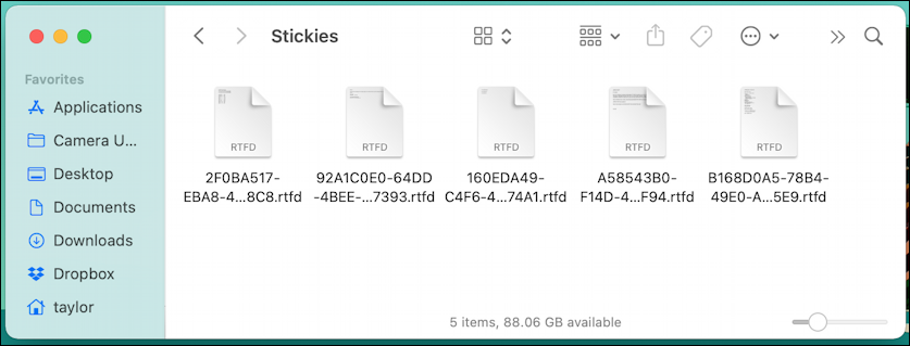 macos 11 stickies app - file database finder icons 