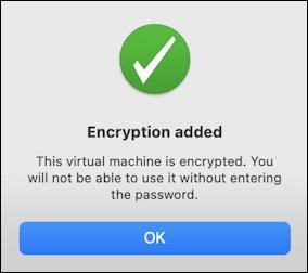 vmware fusion vm - encryption added