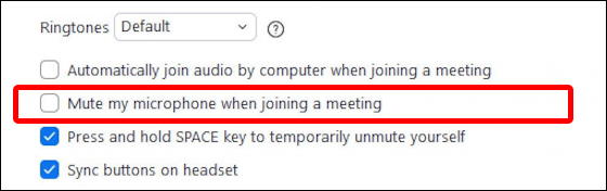 zoom windows pc - settings - audio - mute microphone when joining meeting