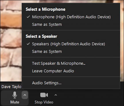 zoom in meeting - audio settings