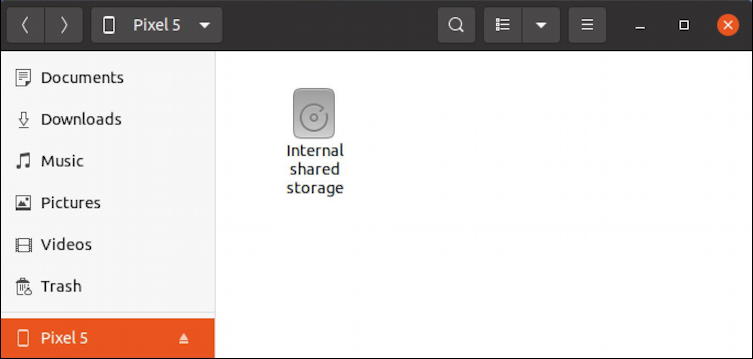 android file system on ubuntu linux - internal shared storage ptp