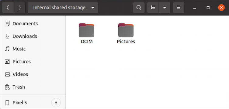 android file system on ubuntu linux - ptp photos videos