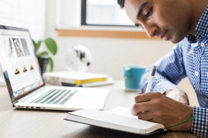 man studying for cpa prep exam review course