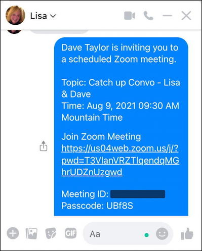 zoom schedule meeting - shared meeting info invitation