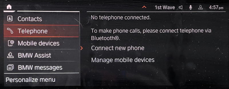 bmw forget delete disconnect bluetooth phone - no telephone