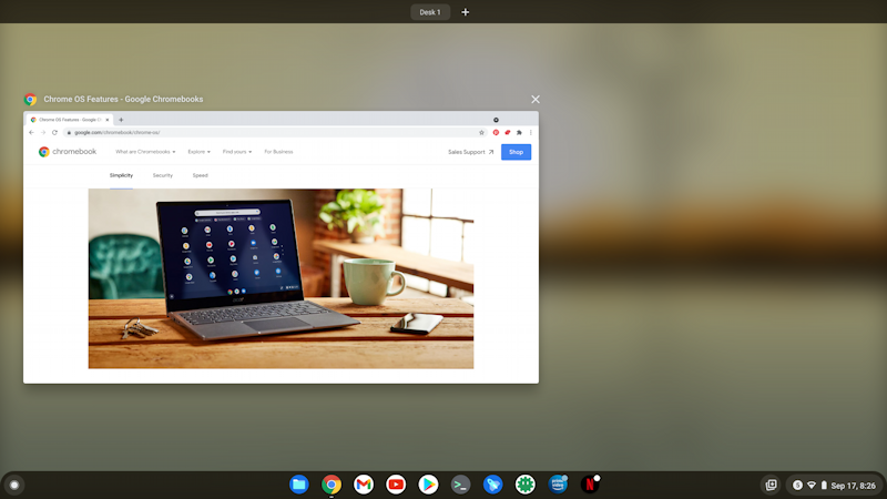 chromebook chromeos virtual desk - displayed