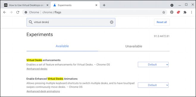 chromebook chromeos virtual desk - experimental settings flags