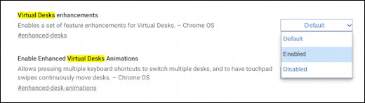 chromebook chromeos virtual desk - change flag setting