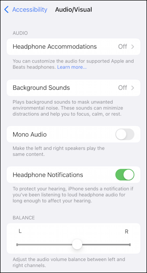 ios15 background sounds accessibility - disabled
