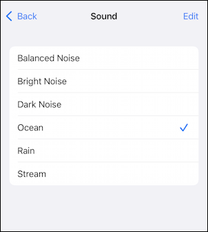ios15 background sounds accessibility - sound options ocean stream river white noise dark noise