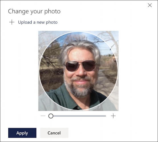 outlook.com office 365 - adjusting crop zoom on profile photo picture