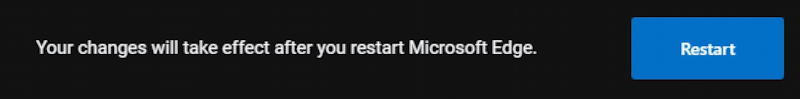 microsoft edge dark mode - black - settings restart to change