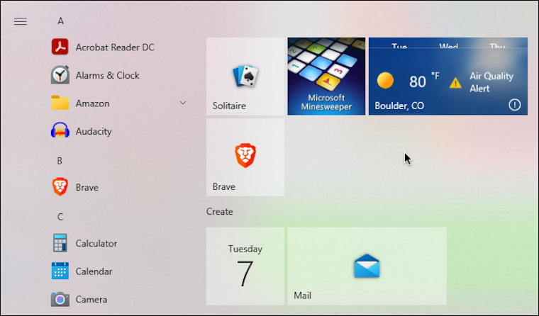 windows 10 win10 - add program tile start menu - tile in wrong location