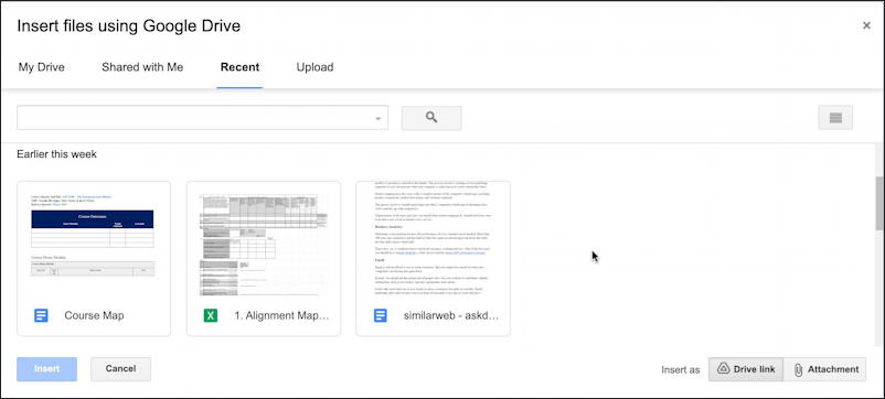 gmail embed google docs document share links - recent docs