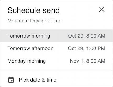 gmail schedule send window when to email?