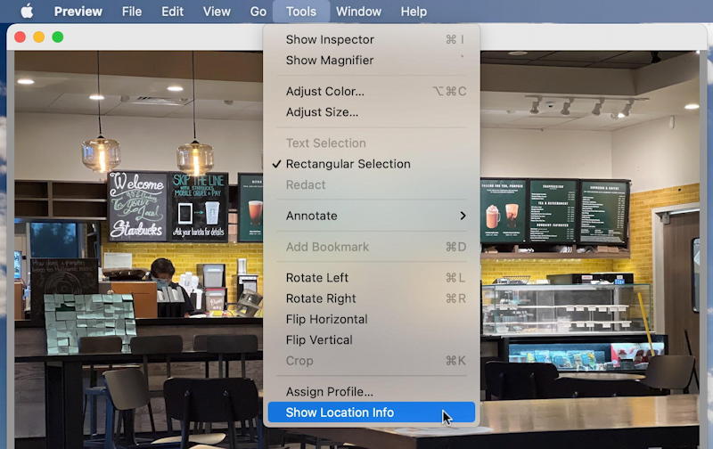 mac preview - gps geolocation info - photo 