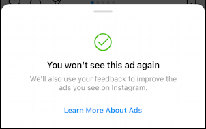 instagram advertisement sponsored post - you won't see this ad again