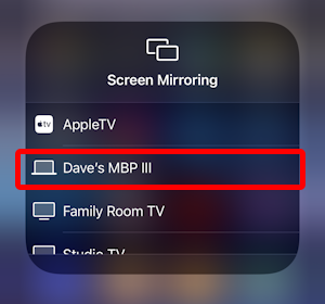 iphone ios15 screen sharing airplay list menu