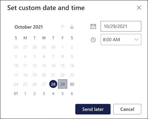 outlook.com schedule send defer email when