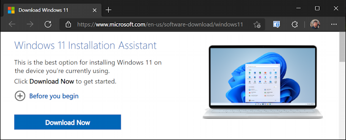 microsoft windows 11 upgrade assistant download page