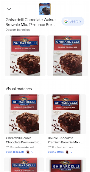 android google lens - identify product shopping - matching product shown