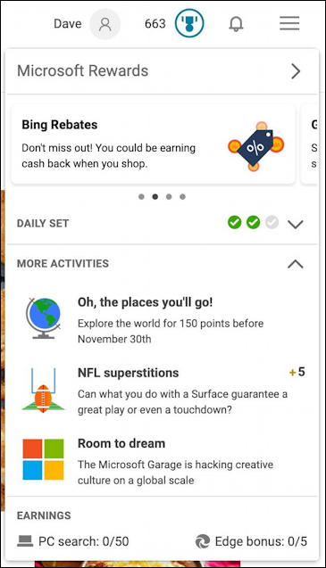 microsoft reward points - more activities