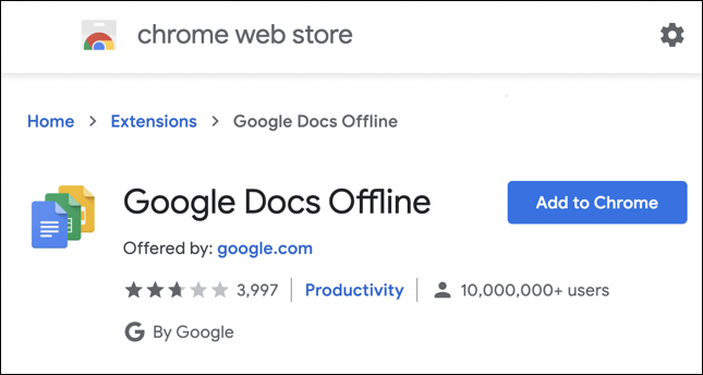 google docs chrome extension offline access - info page