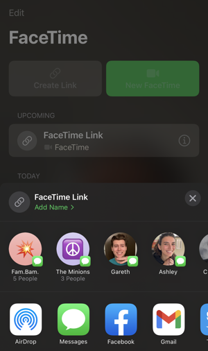 iphone initiate facetime call with windows - how to share link