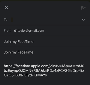 iphone initiate facetime call with windows - send email with link