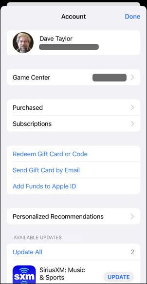 ios15 iphone - app store - account information