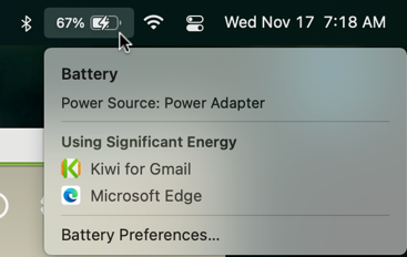 macos 12 - battery status on menu bar apps using power most battery